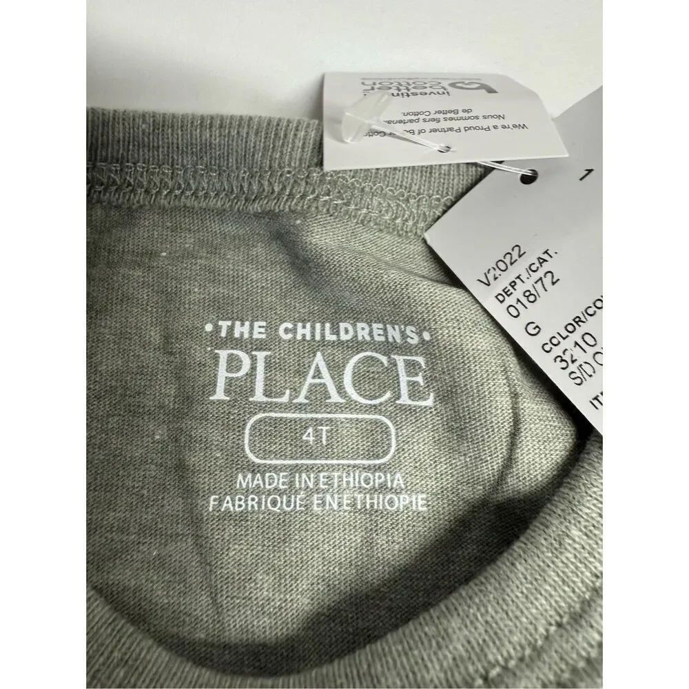 NWT The Children’s Place Handsome Tee Shirt Long Sleeve Green Cotton Size 4T